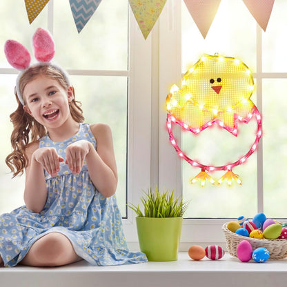 17" LAMPHOME Lighted Hatching Baby Chick in Egg Easter Window Silhouette