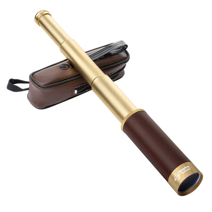 Laupha Retro Pirate Telescope Zoomable 25x30 Pocket Monocular Portable Collapsible BAK-4 Lens Captain Jack's Spyglass Handheld Telescope Vintage Telescope for Kids