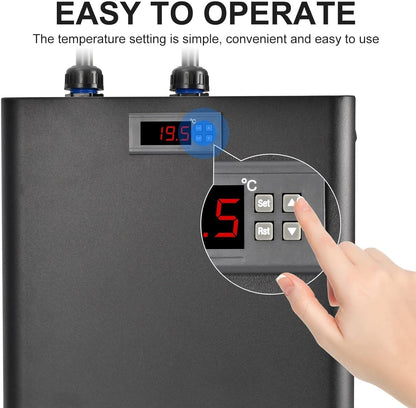 Water Chiller for Cold Plunge 79 Gal, 1/3 HP Aquarium Chiller, Cooling System with Quiet Pump and 3M Pipe for Fish Tank, Hydroponics, Freshwater Saltwater Fish, Coral, Shrimp, Jellyfish, 110V, 300ml