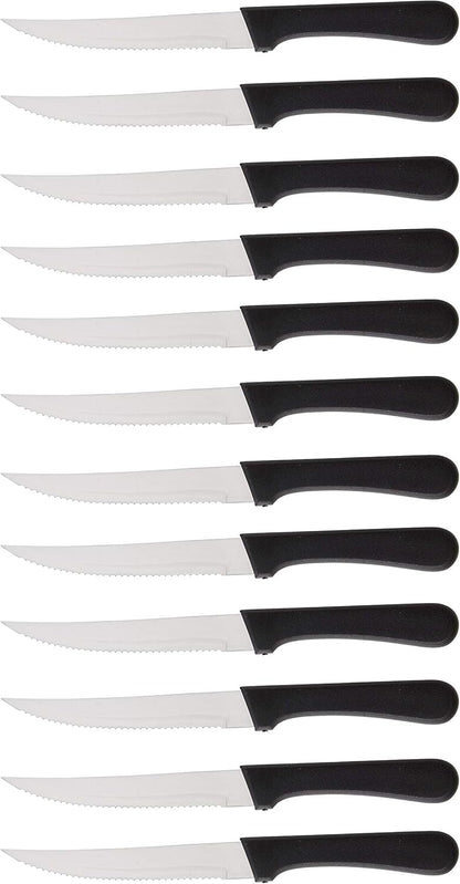 Steak Knives Serrated Set - Restaurant Quality, Stainless Steel, 4.25-Inch, Pointed Tip (12)