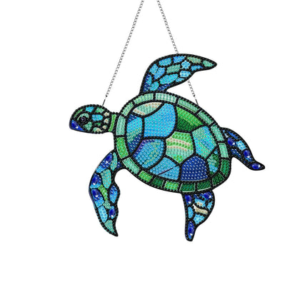 Turtle Hanging Diamond Art Kits for Adults, Sea Turtle Diamond Art Suncatchers, 5D Gem Art, Sun Catchers Indoor Window Acrylic DIY Crafts for Gift Home Decor