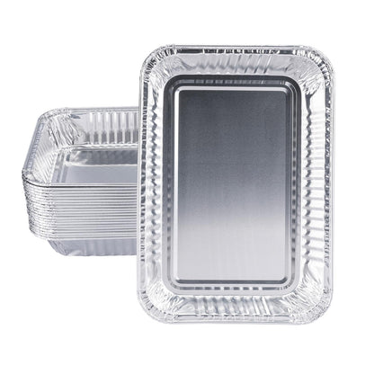 SilvaKoon 20 Pack Grill Drip Pans, Compatible with Weber 6415 Grill Accessories, Genesis, Traveler, Q Series, Disposable Aluminum, Foil Grease Trays 8.5" X 6" (20 Pack)
