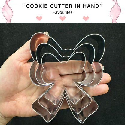 Auktosmn Bow Cookie Cutter Set-Size 3.78" 3.0" 2.2"-3 Pieces-Dishwasher Safe - Metal Cookie Cutter for Baking - Perfect for Baby Shower, Birthday, Wedding, and Holiday Cookies