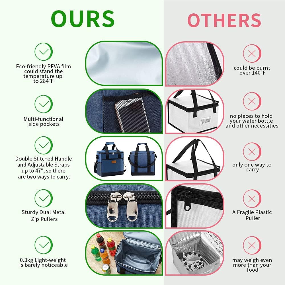 24 Iknoe Large Cooler Bag Collapsible Can Insulated Bags Leakproof Lunch Cooler Tote with Multi-Pockets for Adult