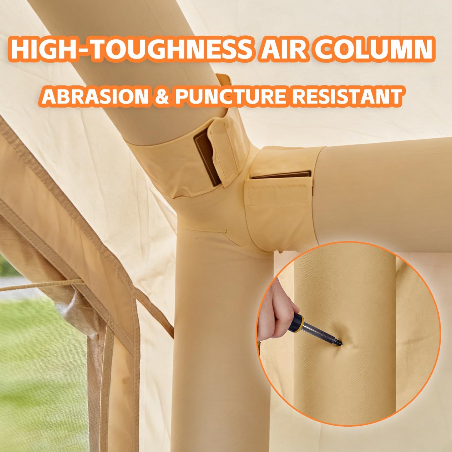 Inflatable Tents for Camping, 4-6 Person Easy Blow Up Tent with Hand Pump,4 Seasons Waterproof Air Inflatable Camping Tent,Hot Tent with Skylight and Stove Jack for Family Camping,Beige