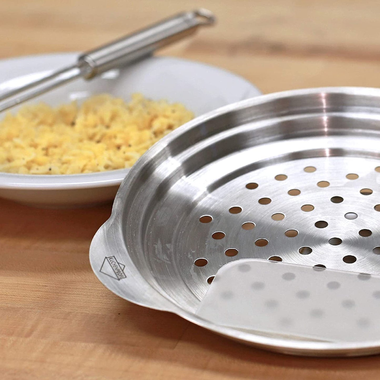 Küchenprofi Spaetzle Lid and Scraper, Stainless-Steel Dumpling Maker and Spaetzle Noodle Maker