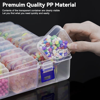 DILIBRA Bead Organizer Box, 46Pcs Small Bead Organizers and Storage Plastic Cases, Mini Clear Storage Containers Boxes with Hinged Lid for Diamond Painting Accessories Seed Jewelry Crafts