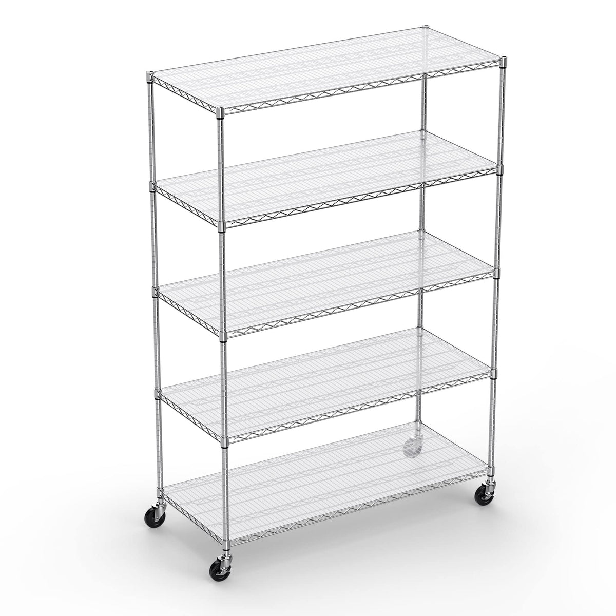 5 Tier 6000lbs Capacity NSF Metal Shelf Wire Shelving Unit, Heavy Duty Adjustable Storage Rack with Wheels & Shelf Liners for Commercial Grade Utility Steel Storage Rack, Chrome - 82"H x 48"L x 24"D