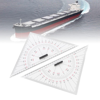 2pcs Chart Drawing Triangle Ruler, 11.81in Course Triangle Positioning Triangle Boat Architectural Stationery Navigation Plotting Kit for Training Purposes Maritime