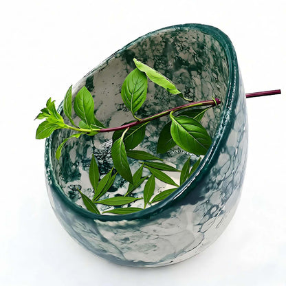 Green Pottery Herb Stripper Bowl Handmade Ceramic Kitchen Gadget with 4 Sizes of Holes Stripping Herbs, Party Angled Bowls Serving Dish for Dips, Berries, Nuts, Olives, Snacks Candy Chips Fruit