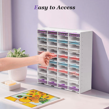 Krafetto 60 Grids Diamond Painting Tray Organizer Holder, Diamond Art Trays with Lid Storage Tower, Wall-Mountable Tray Containers Shelves (Trays are Not Included)