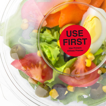 2" Round Use First Stickers / 500 Red Removable Circle Labels/Trilingual Small Business Sticker / 2 Inch Use 1st Label/Made in The USA