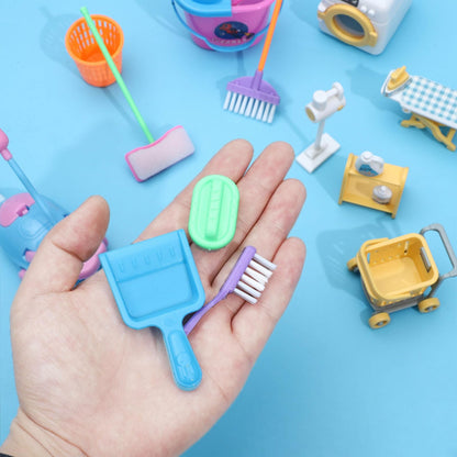 ONEST 22 Pieces Mini Housework Cleaning Supplies Miniature House Accessories Mini House Furniture Decoration Accessories