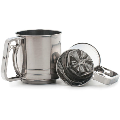 Farberware Stainless Steel Flour Sifter (3-Cup) - Classic Lightweight Handheld Baking Sieve for Flour, Confectioners Sugar, Dry Ingredients - Ideal for Cakes, Cookies, Pastries