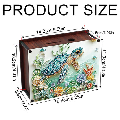 JZHYOAN Diamond Art Painting Acrylic Piggy Bank, DIY Sea Turtle Diamond Art Painting Creative Design Coin Savings Bank, Diamond Art Special Shape Partial Mosaic Money Saving Box for Adults