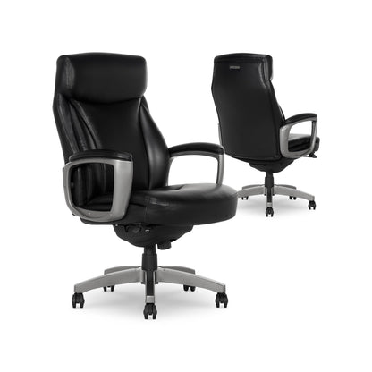 La-Z-Boy Arcadian Ergonomic Executive Chair, Bonded Leather, Black, 29.5D x 28W x 43.25-46.25H inches, 275 lbs Weight Capacity