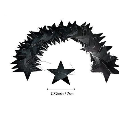 Patelai 130 Feet Glitter Star Garland Banner 2026 Party Decoration Double Side Star Hanging String Streamer Paper Twinkle for Graduation Wedding Birthday (Black)