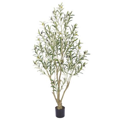 Nafresh 5ft Tall Faux Olive Tree，60in Realistic Potted Silk Artificial Olive Tree for Indoor Outdoor Living Room Bedroom Office Home Decor