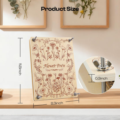 Caydo 11.8" x 8.3" 10 Layers Flower Press Kit for DIY Bookmark Pressed Flower Frame, Wooden Pressed Flower Kit & Plant Press for Adults, Bouquet Flower Preservation Kit, Ideal Gift for Craft Lovers