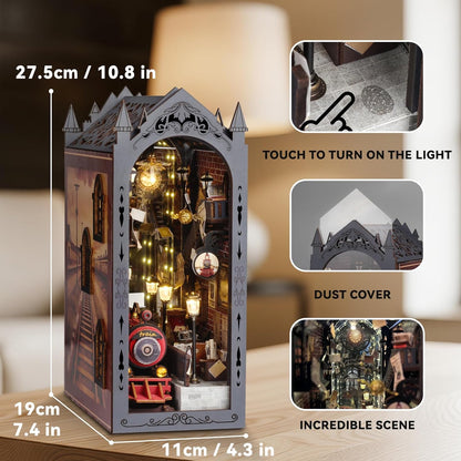 suruim DIY Book Nook Kit Bookend Puzzle Miniature Nook Library Bookshelf Insert Bookends Decoration Books Ornaments