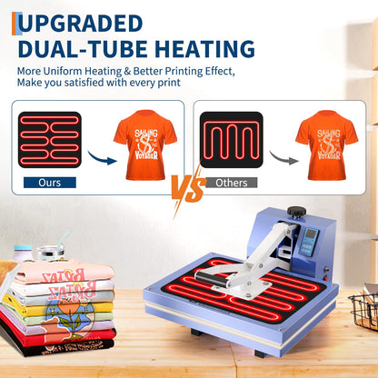 16x24 Heat Press, Heat Press Machine, Even Heating Technology, Large Operating Panel, Industrial Digital Heat Transfer Machine Sublimation for T-Shirts, Clothes, Canvas Bags, Baby Blue