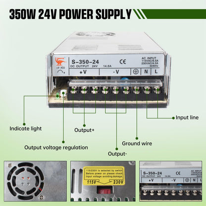 RATTMMOTOR CNC Controller Kit, 4 Axis CNC Kit with Nema23 Stepper Motor 57*76mm 270Oz-in 3A 1.8Nm, TB6600 Driver 4A, USB Mach3 CNC Motion Control Card Breakout Board, 24V Power Supply for CNC Machine