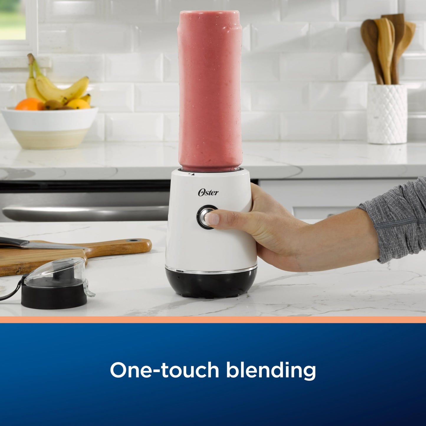 Oster MyBlend Plus Personal Blender 20-Oz BPA-Free Portable 500-Watt with a One-Touch Function Stainless Steel Blade and 3-Year Satisfaction Guarantee