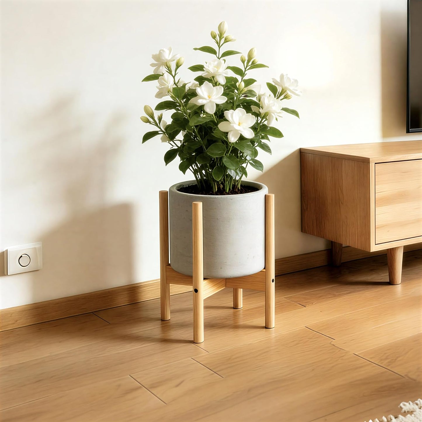 2 Pack 12 Inch ALIGADO Bamboo Plant Stands Indoor, for Up to Pots, Built to Fit Corners, Sturdy & Stable Design