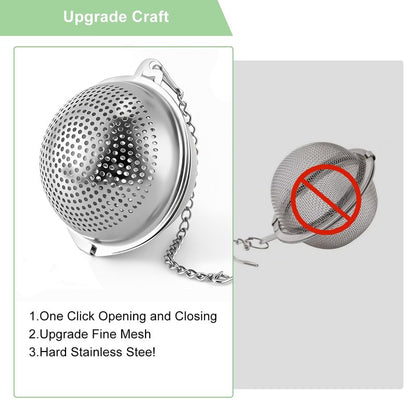 Numola 2Pcs Tea Ball Infuser - Locking Clasp Tea Strainer with Chain, Food Grade 304 Stainless Steel Loose Leaf Tea Steeper for Herbal/Green/Black Tea - Reusable Tea Infuser for Home, Office & Travel