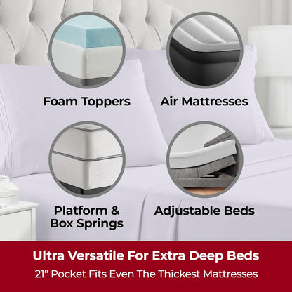 Mellanni Extra Deep Twin Sheets - Hotel Luxury Ultra Soft Cooling Bedding - Wrinkle & Stain Resistant (Twin, Lavender)