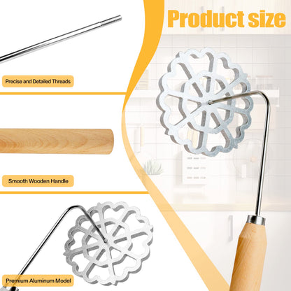 Bunuelos Mold Rosette Iron Molds Set with Wooden Handle, Lotus Flower Bunuelos Cookie Maker Mold, Funnel Cake Maker Cooking Stamp Maker Kit - 4.7 Inches