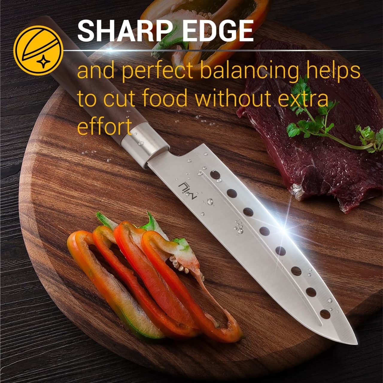 MIU Fish Spatula Steinless Steel 11 inch + Santoku Knife Classic 7 inch