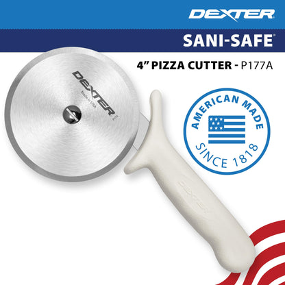 Dexter-Russell 4" Pizza Cutter, P177A-4PCP | SANI-SAFE Series, Stainless Steel Blade with Slip-Resistant Polypropylene Handle | Heavy-Duty Rotary Cutter for Pizza, Pastry & More | Made in USA