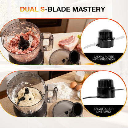 12 Cup Smart Food Processor, Electric Food Chopper Slicer with French-Fry Slicing Shredding Chopping Kneading Cutter, For Meat, Vegetable, Fries, Cheese, Meat & Veggie Prep, Puree