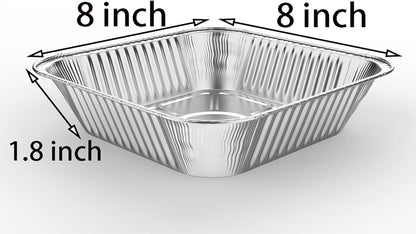 WANBAO 50 Pcs Disposable Aluminum Baking Pans, Square 8'' X 8'' X 2'' Inch for Meal Prep and Catering