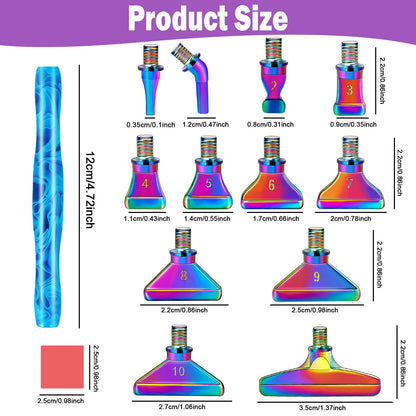 DoreenBow 28Pcs Diamond Art Painting Tools - 4 Diamond Art Pens, Metal Rainbow Tips Kit, Stainless Screw Thread Tips, Ergonomic Accessories for Adults with 12 Clay, Rainbow