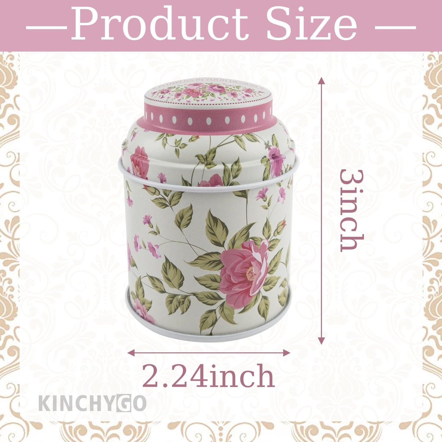 KINCHYGO, 6 Pack Mini Tin Box Floral Tinplate Empty Tins Canister Containers for Jewelry Storage Case