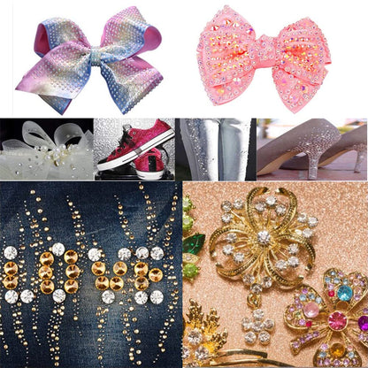 Hotfix Rhinestone Applicator Tool, 7-in-1 Hot Fixed Applicator Rhinestones Kit Include AB Crystal Rhinestones, 7 Tips, 2 Pencils, Tweezers and Support Stand