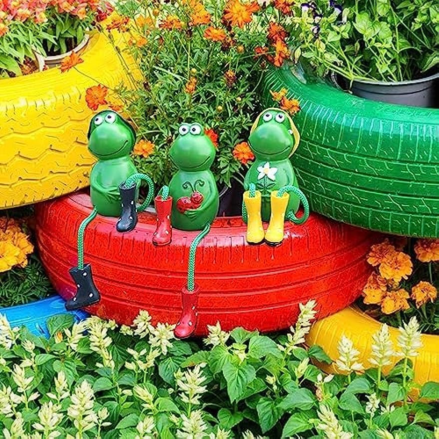 Cute Frog Garden Decor, Sitting Frog Statue Outdoor, 6.2inch Resin Frogs for Yard Patio Garden Decor