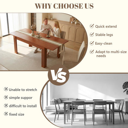 Extendable Dining Table, 54-85 Inch Expandable Table for 4-10 People, Modern Rectangular Dining Table, Space-Saving for Kitchen & Dining Room