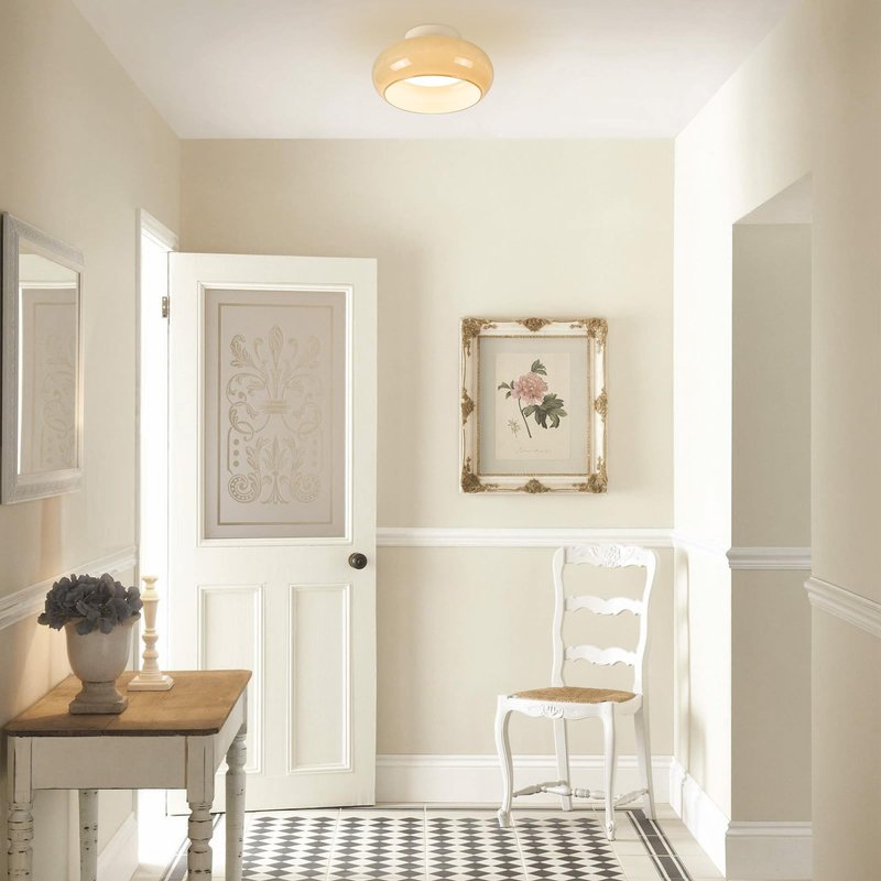TeHenoo Modern LED Ceiling Light,11 inch,Olive Green Milk Glass Shade,3000K/Warm White/15W,Mid Century Flush Mount Light for Hallway,Laundry Room,Living Room