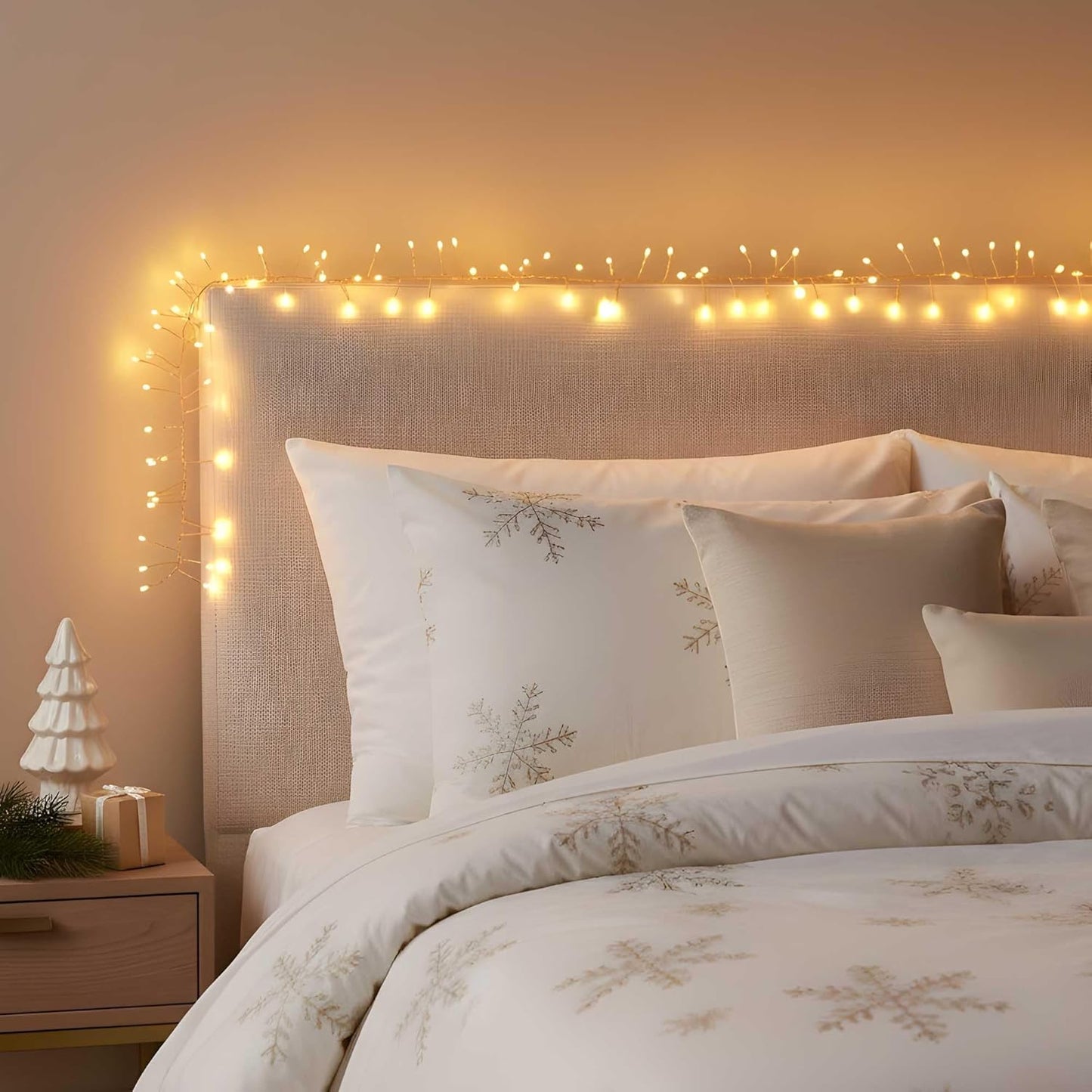 240 10ft QBIS LED Christmas Cluster Lights, Warm White Fairy Lights on Copper Wire, Plug in, Christmas Tree Lighting