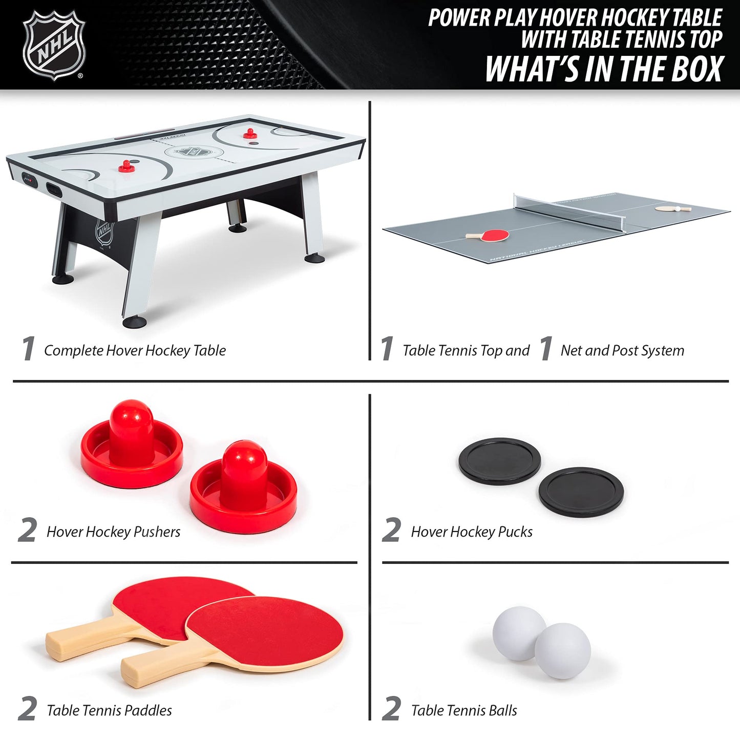 EastPoint Air Hockey Table - 80-Inch, White - LED Scoring & Stadium Sound for Home Arcade - Quick Table Tennis Conversion for Multi-Game Station - Smooth Coated Surface & Levelers for Gaming Stations