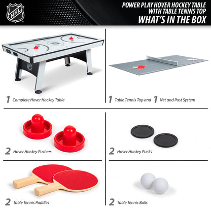 EastPoint Air Hockey Table - 80-Inch, White - LED Scoring & Stadium Sound for Home Arcade - Quick Table Tennis Conversion for Multi-Game Station - Smooth Coated Surface & Levelers for Gaming Stations
