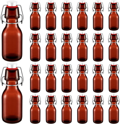 24 Favors(3.3 oz,Amber) Tessco Pcs Mini Swing Top Glass Bottles with Stoppers Small Flip Top Bottles with Airtight Lids