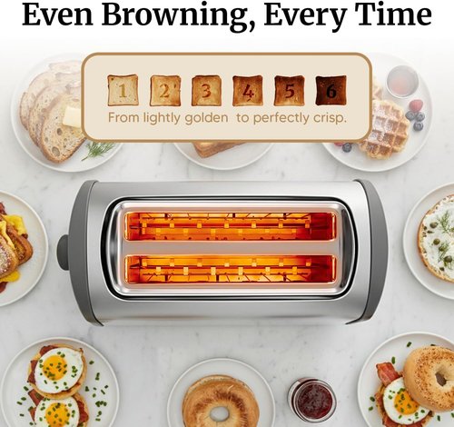 Elite Gourmet 4-Slice Digital Toaster - Touch Screen LED, Extra Wide 1.5” Slots, 6 Browning Levels, Stainless Steel