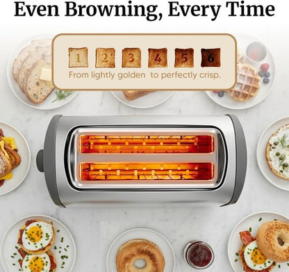 Elite Gourmet 4-Slice Digital Toaster - Touch Screen LED, Extra Wide 1.5” Slots, 6 Browning Levels, Stainless Steel