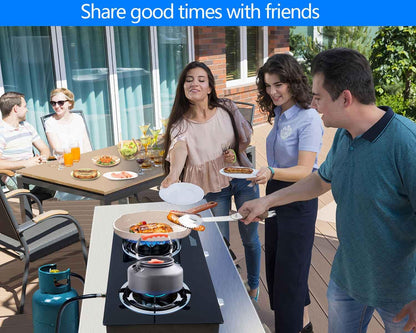Horynar Propane Stove 2 Burner Gas Stove Novel 9 Copper Propane Burners Auto Ignition Tempered Glass with LPG CSA Hose for Outdoor Cooking,Emergency