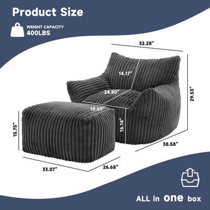 Oversized Bean Bag Chair for Living Room Furniture Bean Bag Chairs for Adults- Small Couch & Lounge Accent Chair for Living Room Chairs or Bedroom