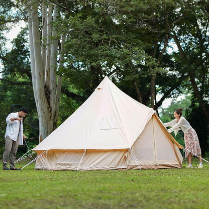 Trend Tents 4M Canvas Bell Tent – 200GSM Poly-Cotton, Stove Jack, Sewn-in Groundsheet, Galvanized Steel Poles, Waterproof & UV-Resistant, 4-Season, Fits 4-6 People – Glamping, Family Camping